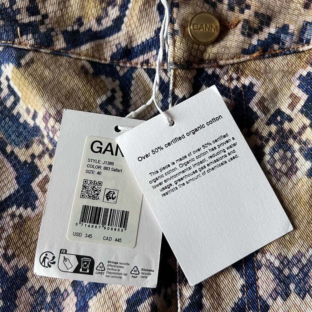 GANNI DENIM snakeskin flare pants in blue and tan, new with tags! - Picture 9 of 9